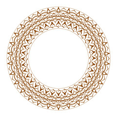 Mandala ornament. Round frame. Decorative element  can be used for greeting card, wedding invitation, yoga poster, coloring book.. Doodle emblem.