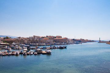 View of the Venetian port of Chania. Crete, Greece.