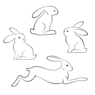 Outline illustration of rabbits and hares