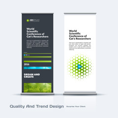 Abstract business vector set of modern roll Up Banner stand design template with colourful lines