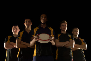 Row of rugby players