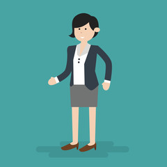 cool smiling business woman people character flat cartoon vector illustration