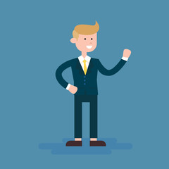 cool smiling caucasian businessman character people flat cartoon vector illustration