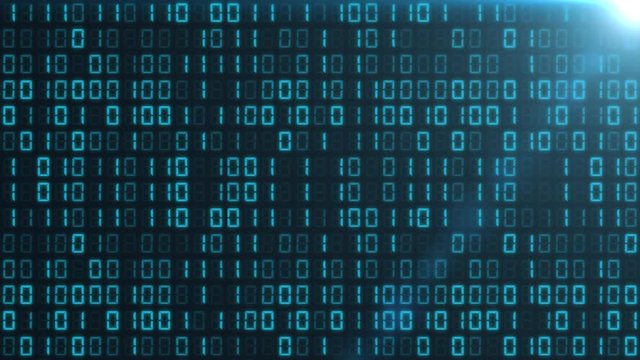 Blue binary code moving from left to right. Seamlessly loopable animation.