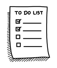 to do list / cartoon vector and illustration, black and white, hand drawn, sketch style, isolated on white background.