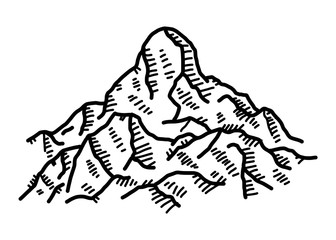 high mountain / cartoon vector and illustration, black and white, hand drawn, sketch style, isolated on white background.