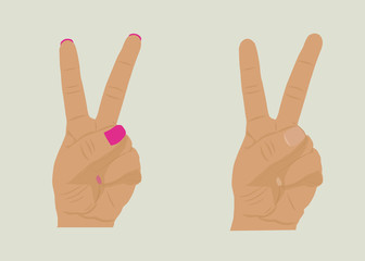 Hand gesture peace sign, symbol. Sketch vector illustration
