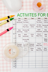 Timetable of activities for baby