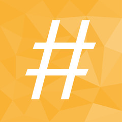 Obraz premium Hashtag - Icon mit geometrischem Hintergrund gelb