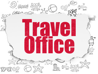 Fototapeta na wymiar Vacation concept: Travel Office on Torn Paper background