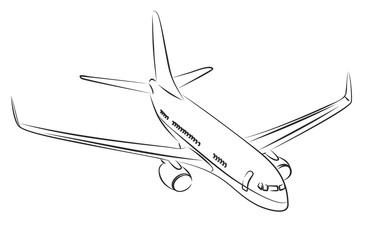 Fototapeta na wymiar Sketch passenger aircraft. 