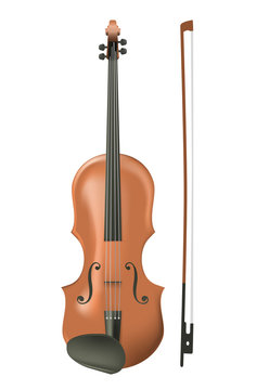 Realistic wooden violin.