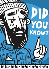 Obraz premium Poster did you know hipster shows up finger