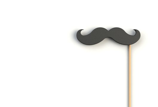 Fake Black Mustache On White Background, 3D Rendering