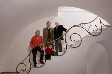 Multigenerational family on staircase