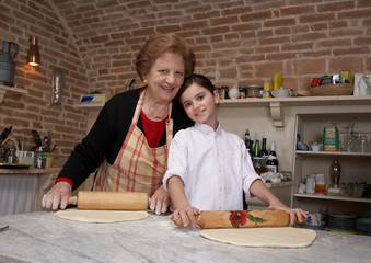 Senior woman and granddaughter