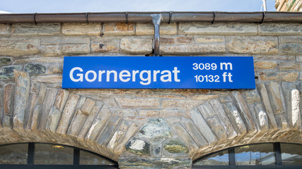 ZERMATT, SWITZERLAND - May 16. 2017: Gornergrat altitude sign at the Gornergrat station