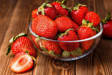 Bowl with fresh strawberries