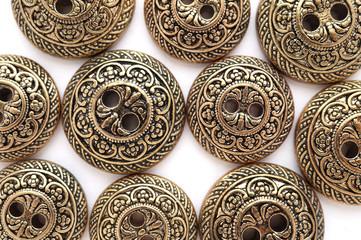 Bronze buttons with baroque pattern, two sizes mix