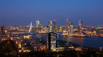 Abwaschbare Fototapete Rotterdam Skyline von Rotterdam bei Nacht
