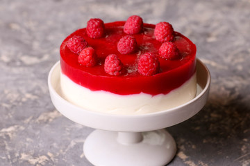 raspberry cake with berry jelly.