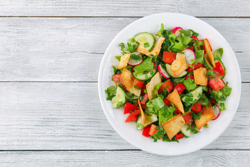 Fattoush or Arab salad with pita croutons