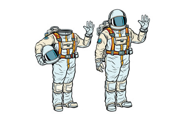Astronaut in spacesuit and mockup without a head © studiostoks