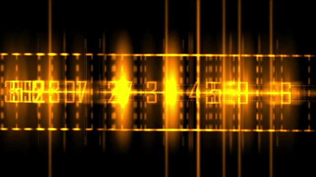 4k Golden business digital matrix light character background,fire cross rays lines number coding computing backdrop.