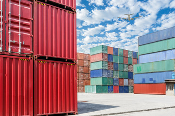 Fototapeta premium Industrial Container yard for Logistic Import Export business