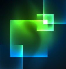 Dark background design with squares and shiny glowing effects © antishock