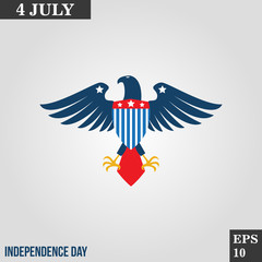 Bald eagle,  hawk icon in trendy flat style isolated on grey background. Usa independence day symbol for your design, logo, UI. Vector illustration, EPS10.