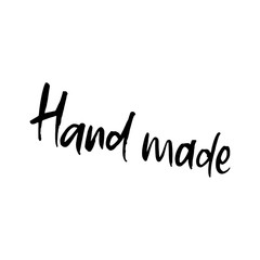 Hand drawn phrase Hand made. Lettering design for posters, t-shirts, cards, invitations, stickers, banners, advertisement. Vector.