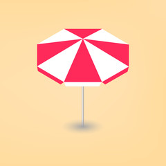 Bright beach umbrella 3D, vector illustration.