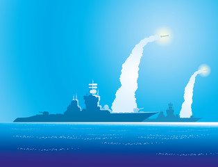 Warships in the sea. © Lenan