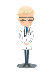 お辞儀をする白衣の医者