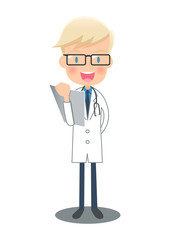 カルテを持つ白衣の医者