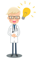 良いアイデアを思いついた白衣の医者