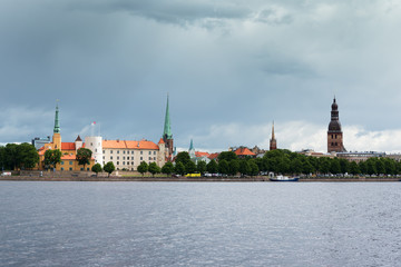 Obraz premium Riga Castle across river Daugava, Riga,Latvia.
