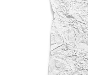 torn of crumpled white paper texture on white
