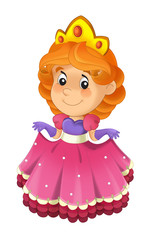 Cartoon character - royal princess cheerful standing and smiling - isolated illustration for children