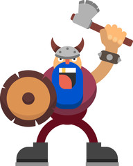 Vector drawing of a viking with an axe and a shield