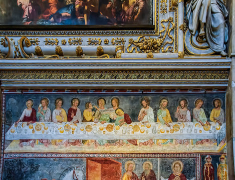 BERGAMO, LOMBARDY/ITALY - JUNE 25 : Painting of the Last Supper in the Basilica di Santa Maria Maggiore in Bergamo on June 25, 2017