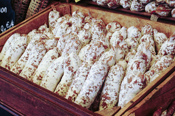  Sausages on a French market stall