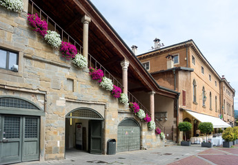 BERGAMO, LOMBARDY/ITALY - JUNE 26 : View of Piazza Vecchia in Bergamo on June 26, 2017. Unidentified person