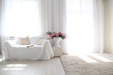 White lounge sofa large Windows and color book