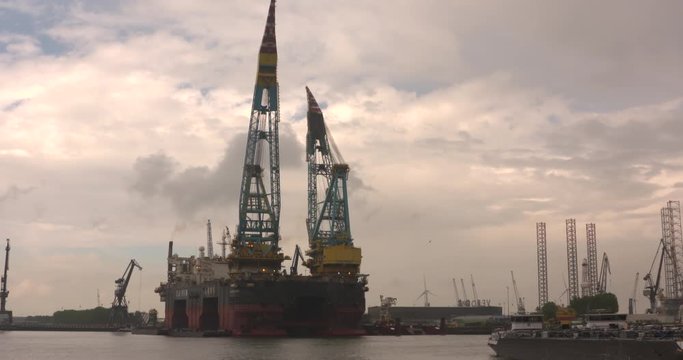 Saipem 7000 pipelay crane vessel berthed at shipyard Verolme ROTTERDAM SEAPORT - 13 May 2017