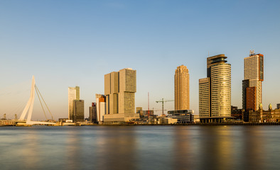 Rotterdam Wilhelminapier  with Bridge Evening Light
