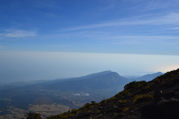 Fototapeta premium view from the top of the rinjani in lombok