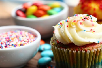 cupcake and chocolate coated colorful