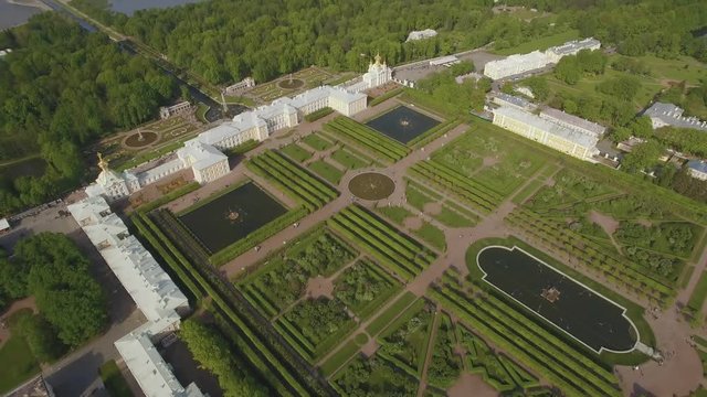 Aerial view of Peterhof Palace, Saint-Petersburg, Russia